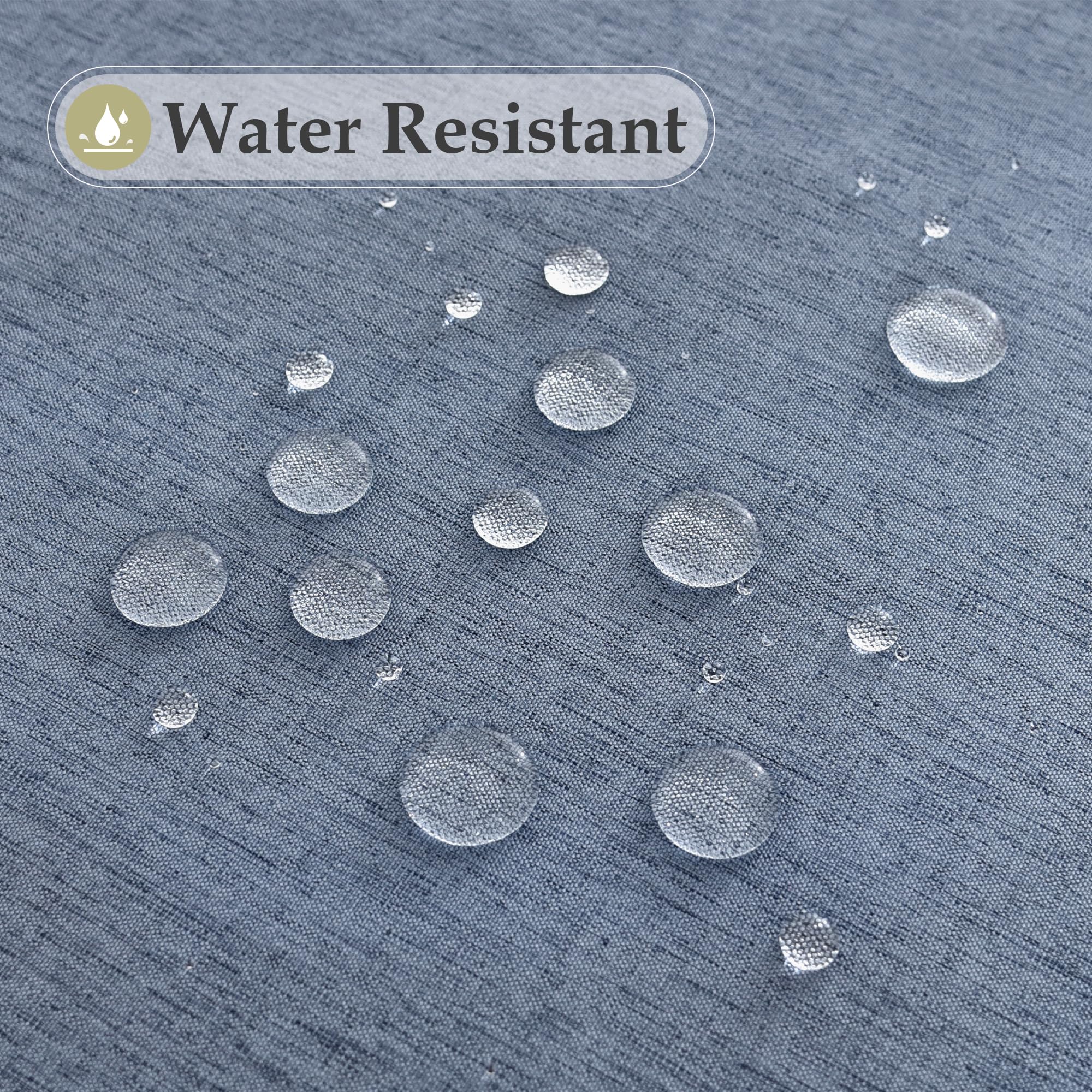 Mantel azul de Trczzone resistente a derrames para comidas familiares.