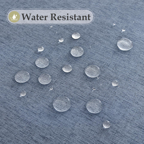 Mantel azul de Trczzone resistente a derrames para comidas familiares.
