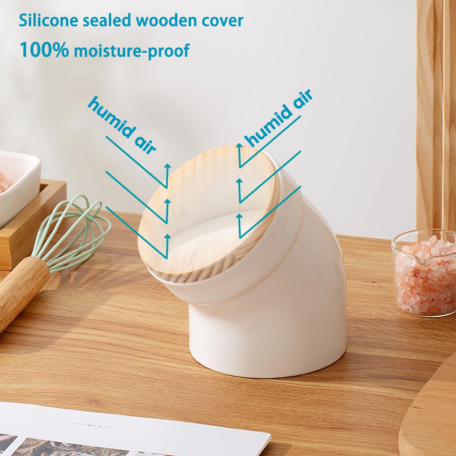 TreaHome salero cerámico de diseño en tubo para acceso cómodo.