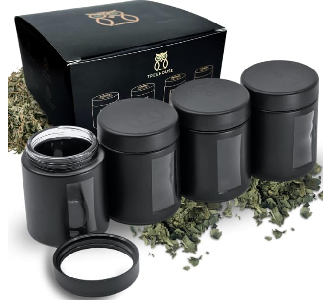 Treehouse Stash Jar con ventana de visualización para inspeccionar hierbas sin abrir