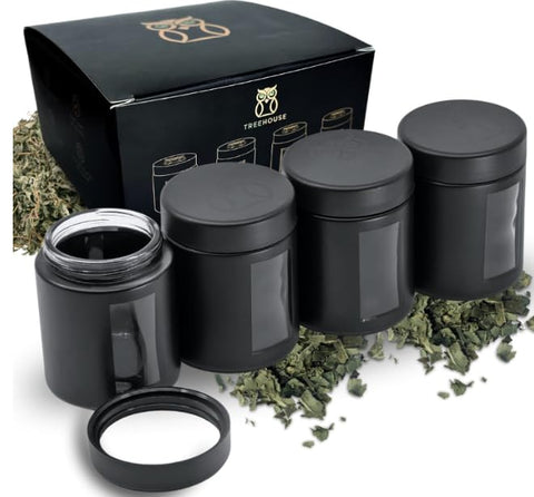 Treehouse Stash Jar con ventana de visualización para inspeccionar hierbas sin abrir