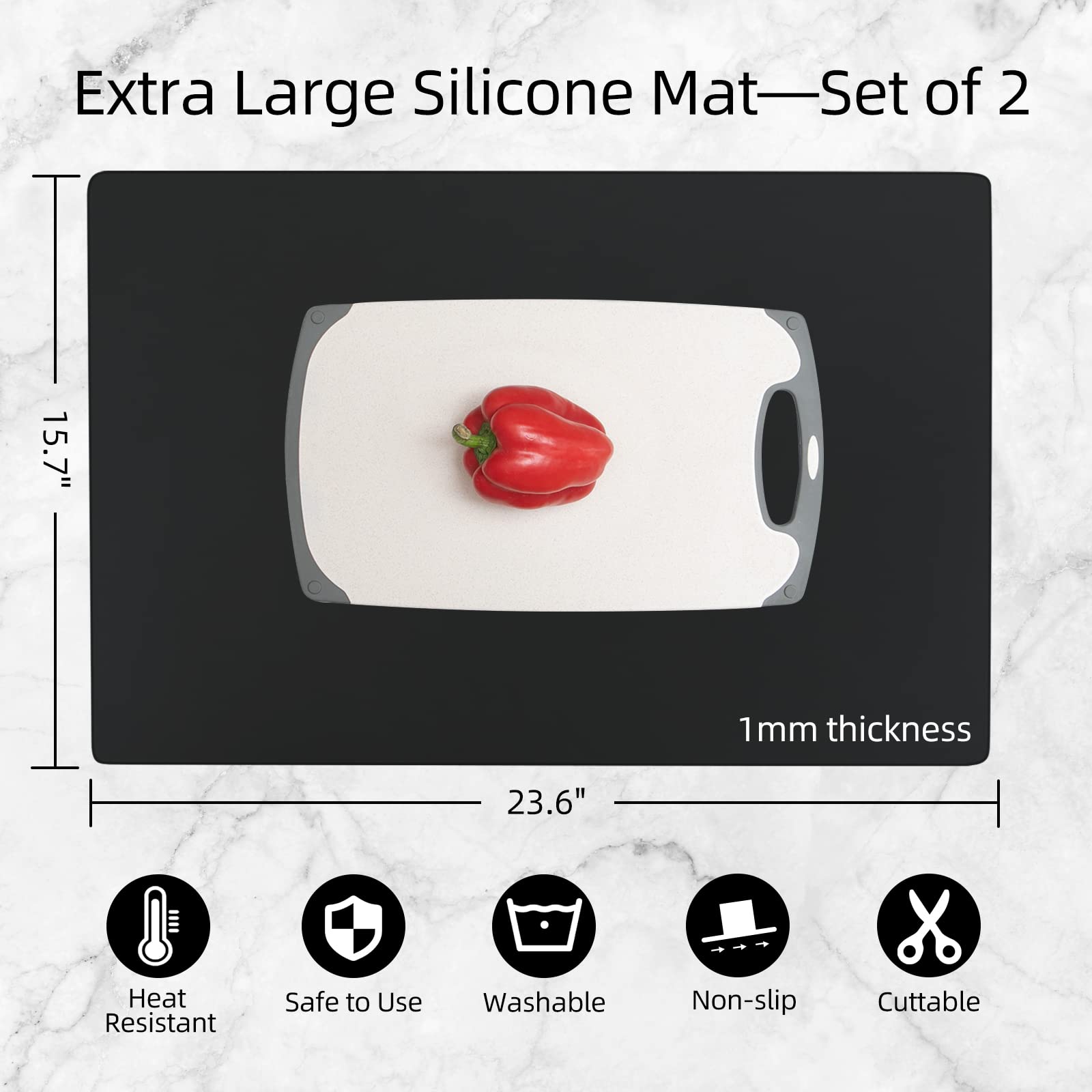 Treerit estera silicona para cocina, superficie antideslizante para cortar.