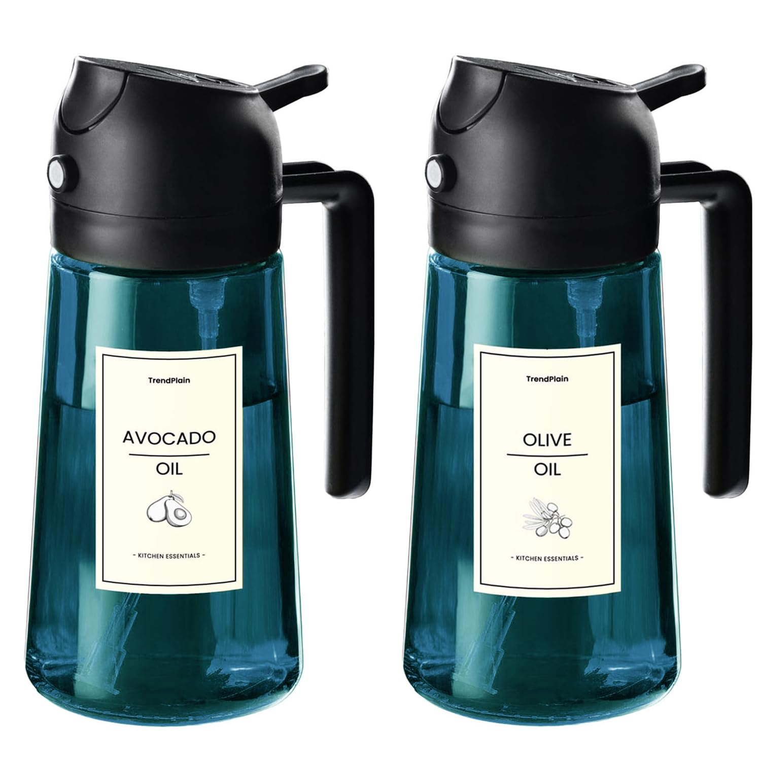 Atomizador TrendPlain para aceite de oliva en vidrio azul facilita cocinar con control