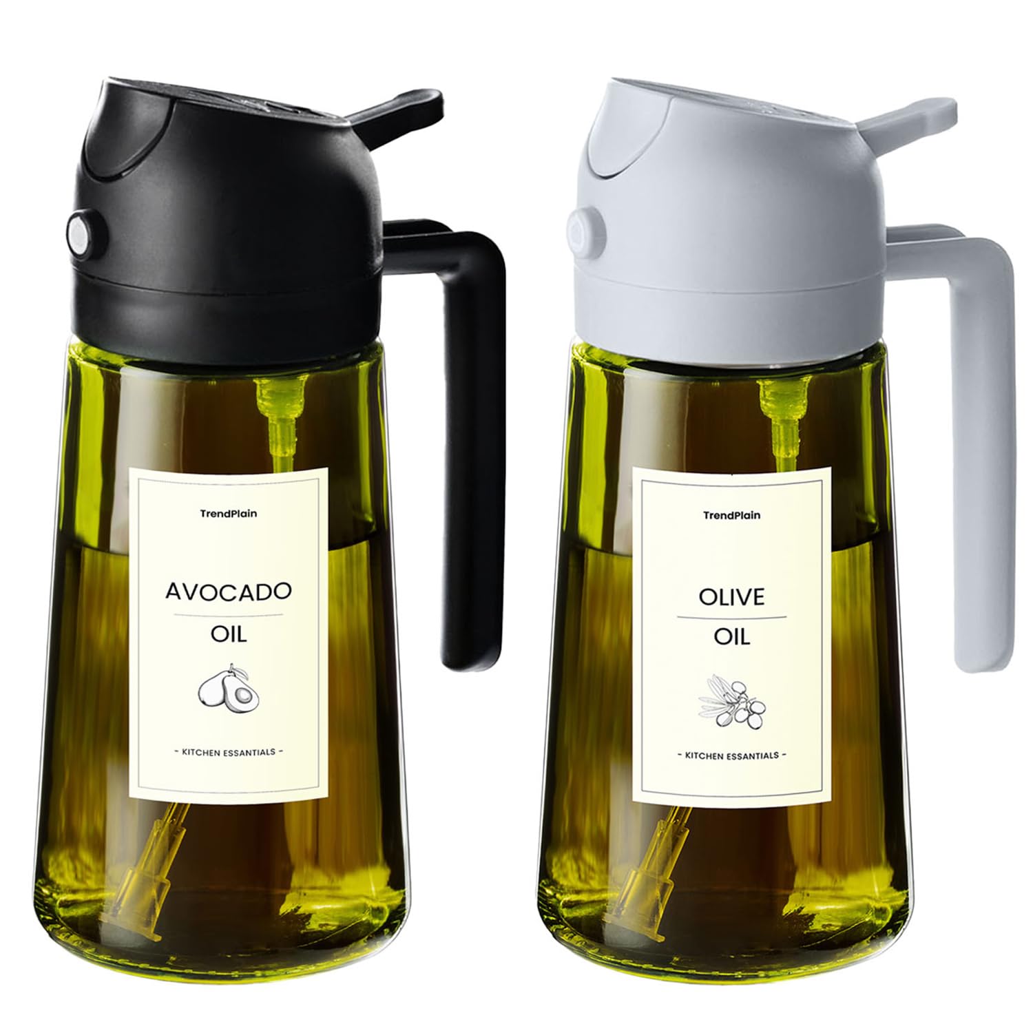 TrendPlain dispensador aceite oliva, boquilla precisa para verter sin goteos en la cocina