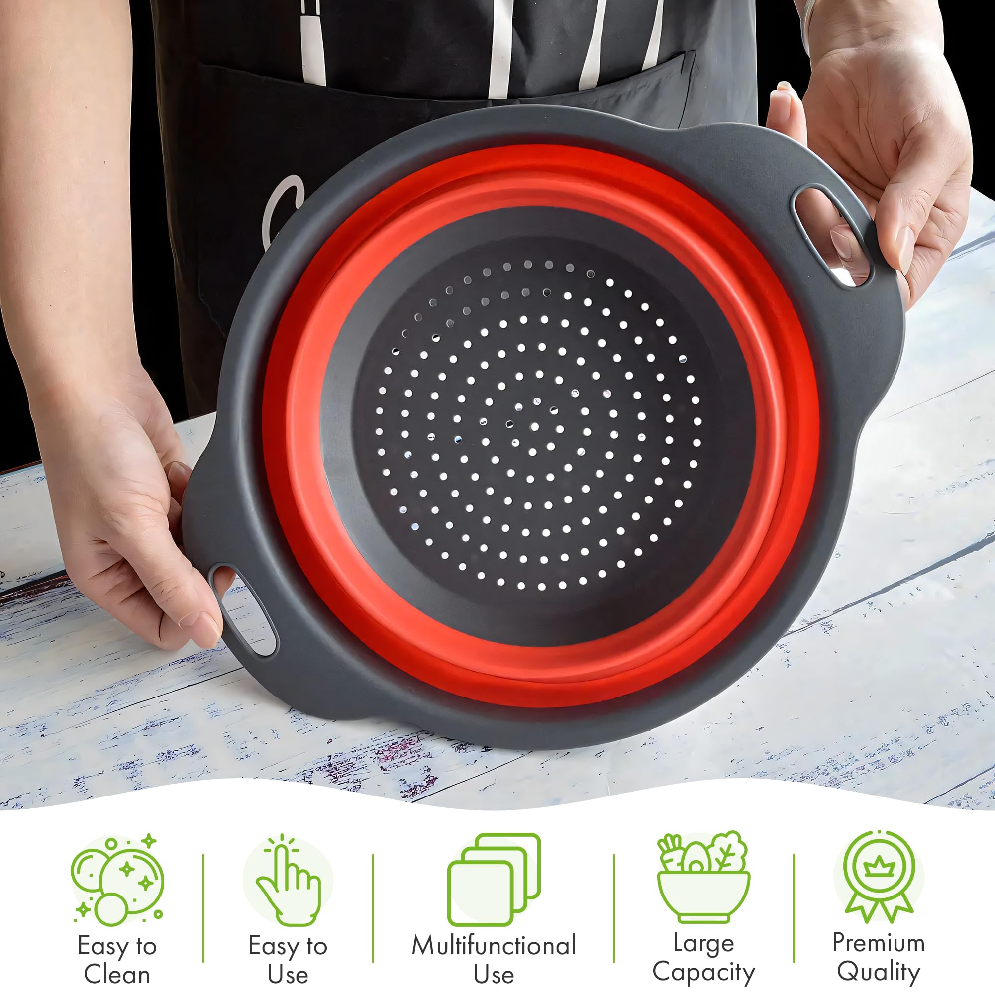 Trendsettings colador plegable para fregadero, ahorro de espacio y drenaje cómodo.