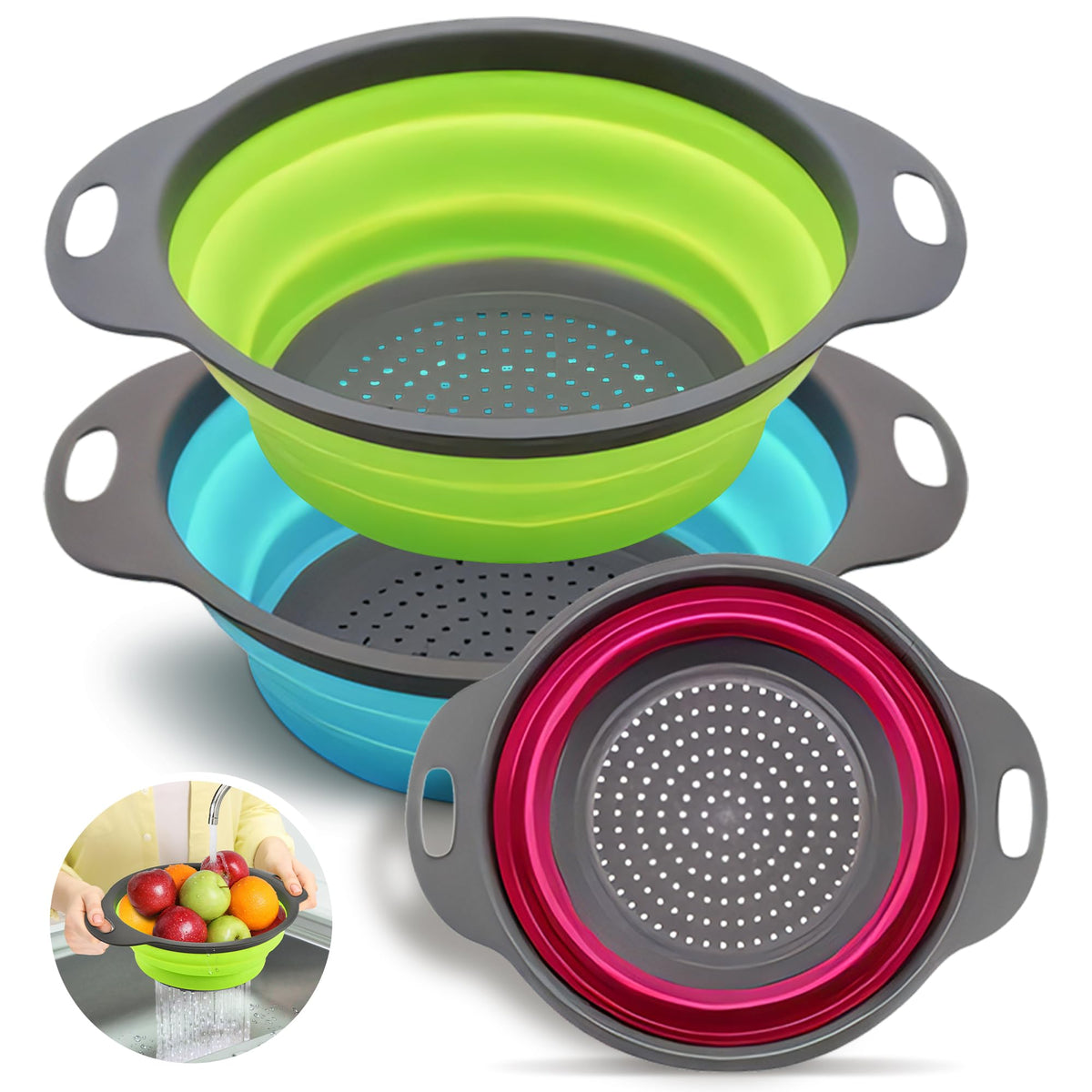Trendsettings colador plegable de silicona para fregadero, práctico y compacto para drenaje rápido.