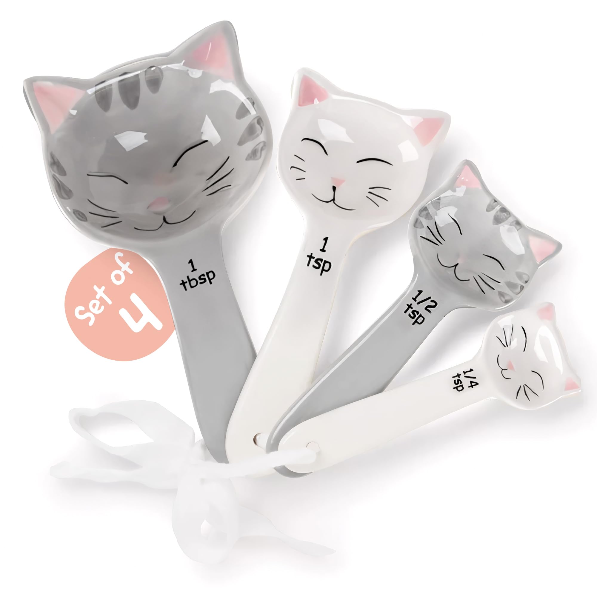 Trendsettings cuchara medidora con gato sonriendo, útil para hornear y medir ingredientes.