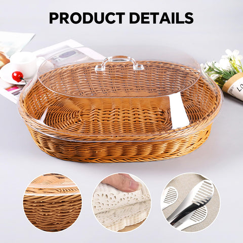 Cesta de mimbre duradera de Trez Treamer para servir pan, fruta y verduras.