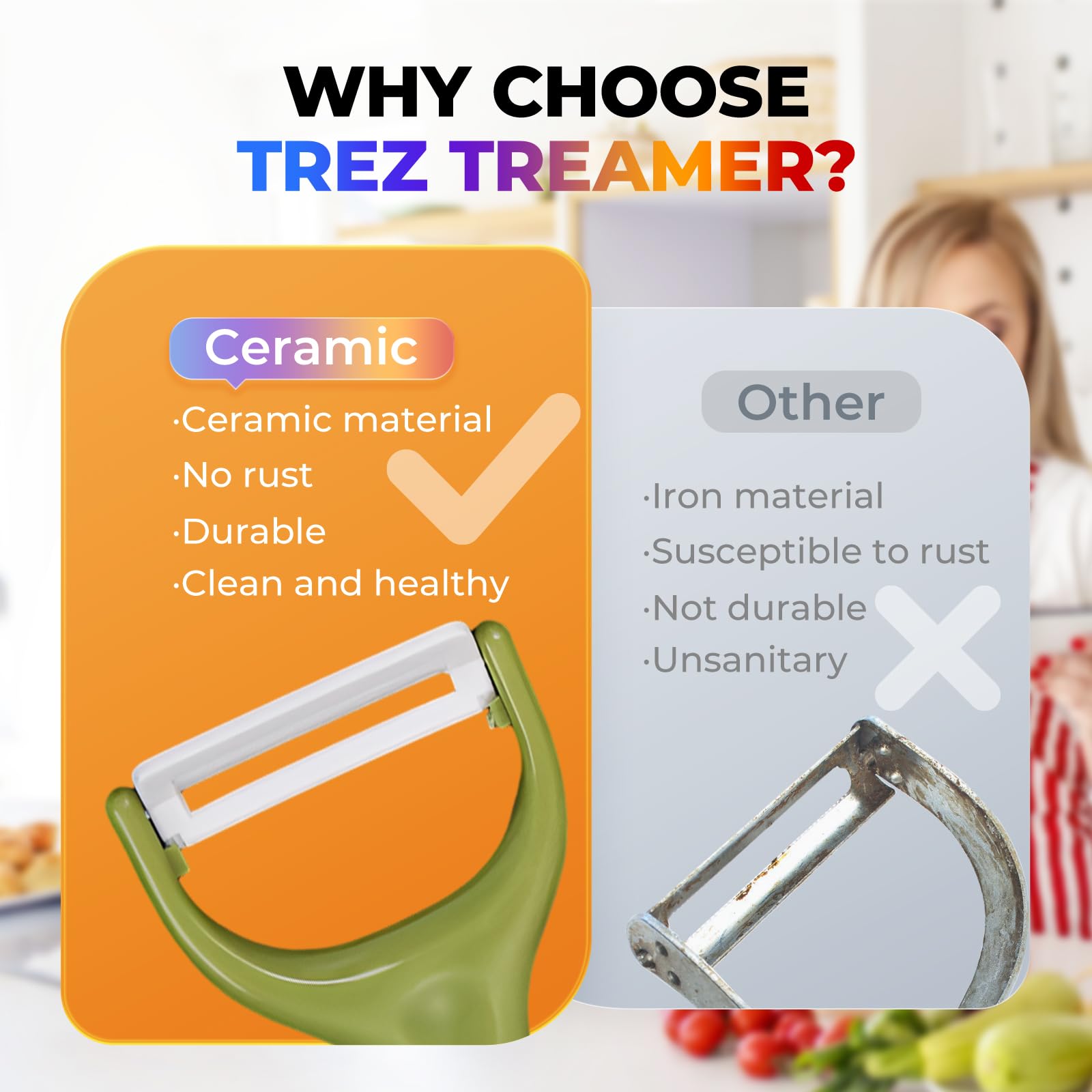 Trez Treamer pelador cerámico durable para uso diario.