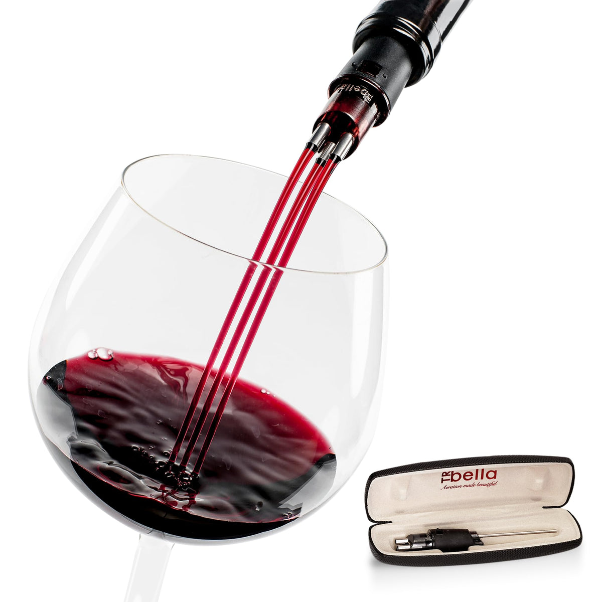 TRIBELLA aerador clásico con tres flujos para una experiencia de vino más completa.