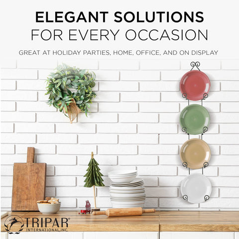 TRIPAR porta-platos mural vertical negro, organización compacta para cocina y comedor.