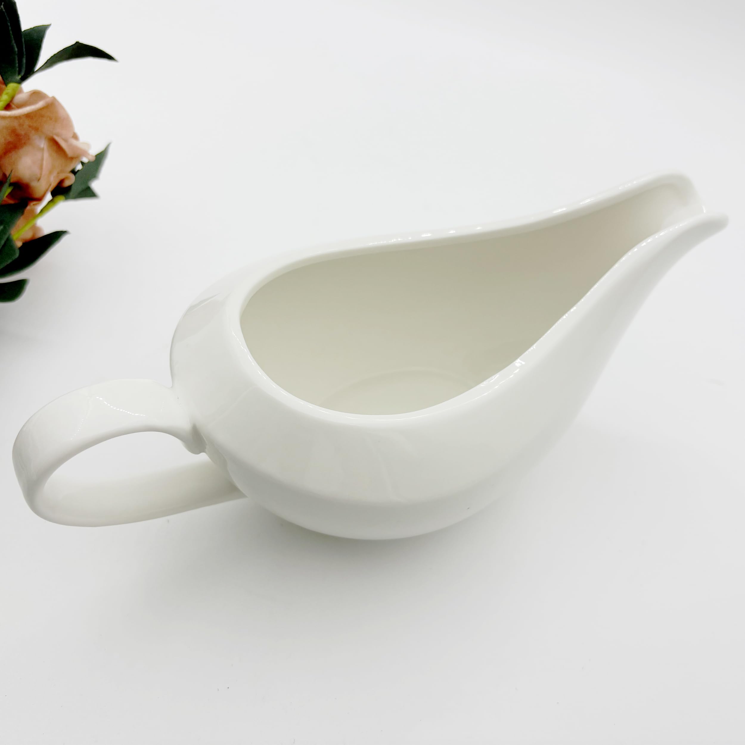TripDock salsera de porcelana 18 oz, vertido fácil para salsas y aderezos.