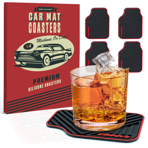 Posavasos de silicona Triple Gifffted con diseño de coche protege superficies