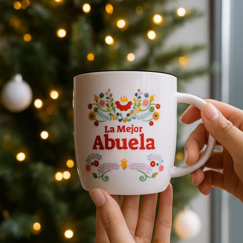 Taza cerámica Triple Gifffted brillo con borde negro, regalo elegante.