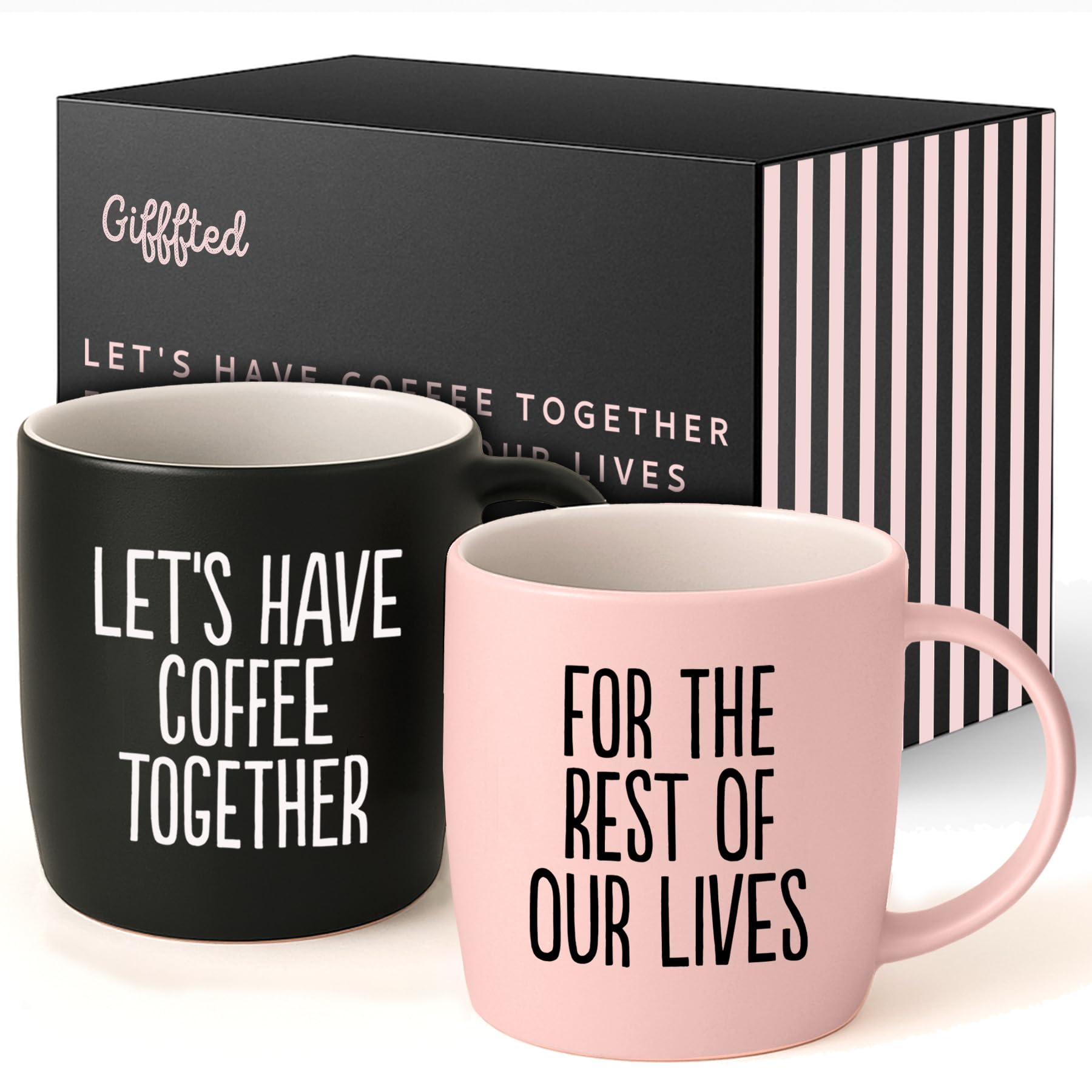 Triple Gifffted tazas café juntas, para desayunos compartidos entre parejas.