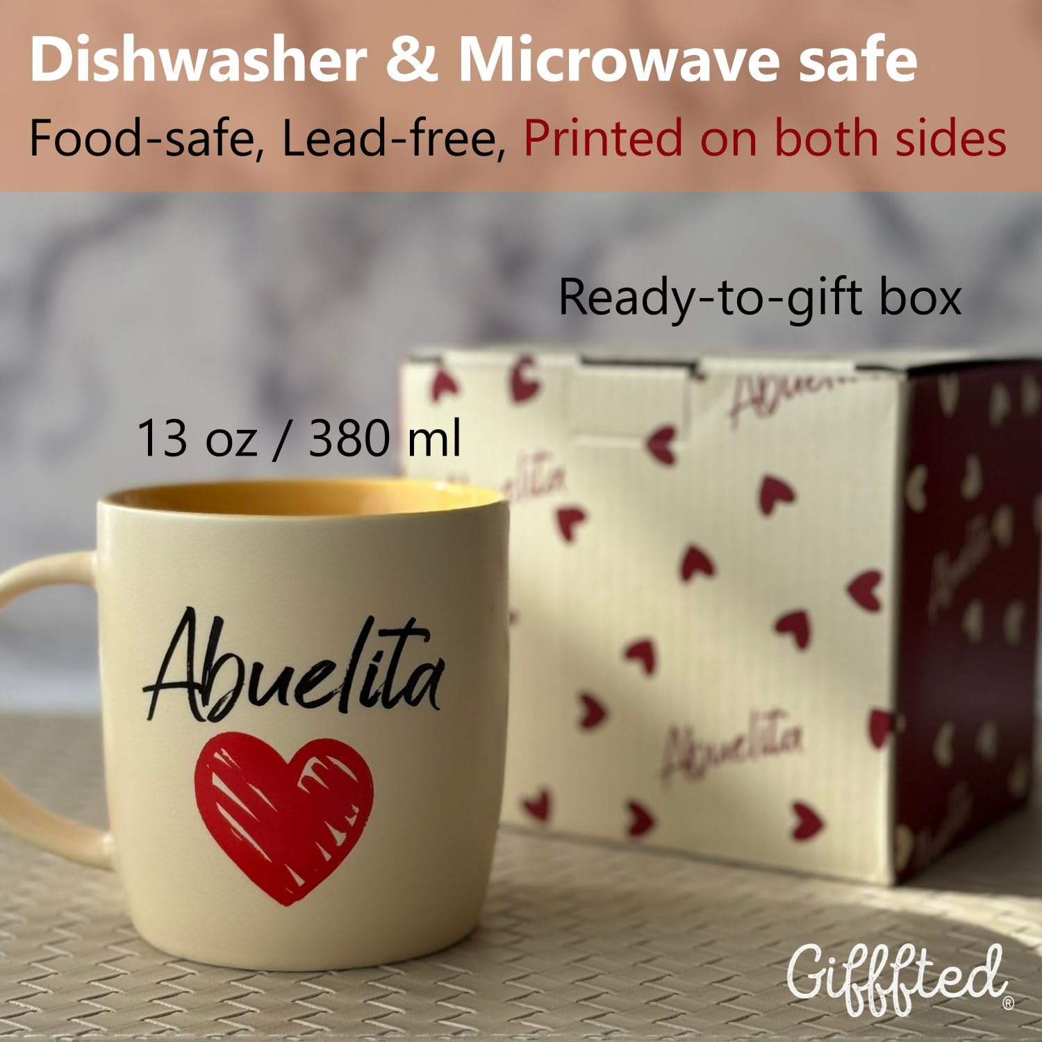 Taza Abuelita exterior crema mate, combina estilo y practicidad.