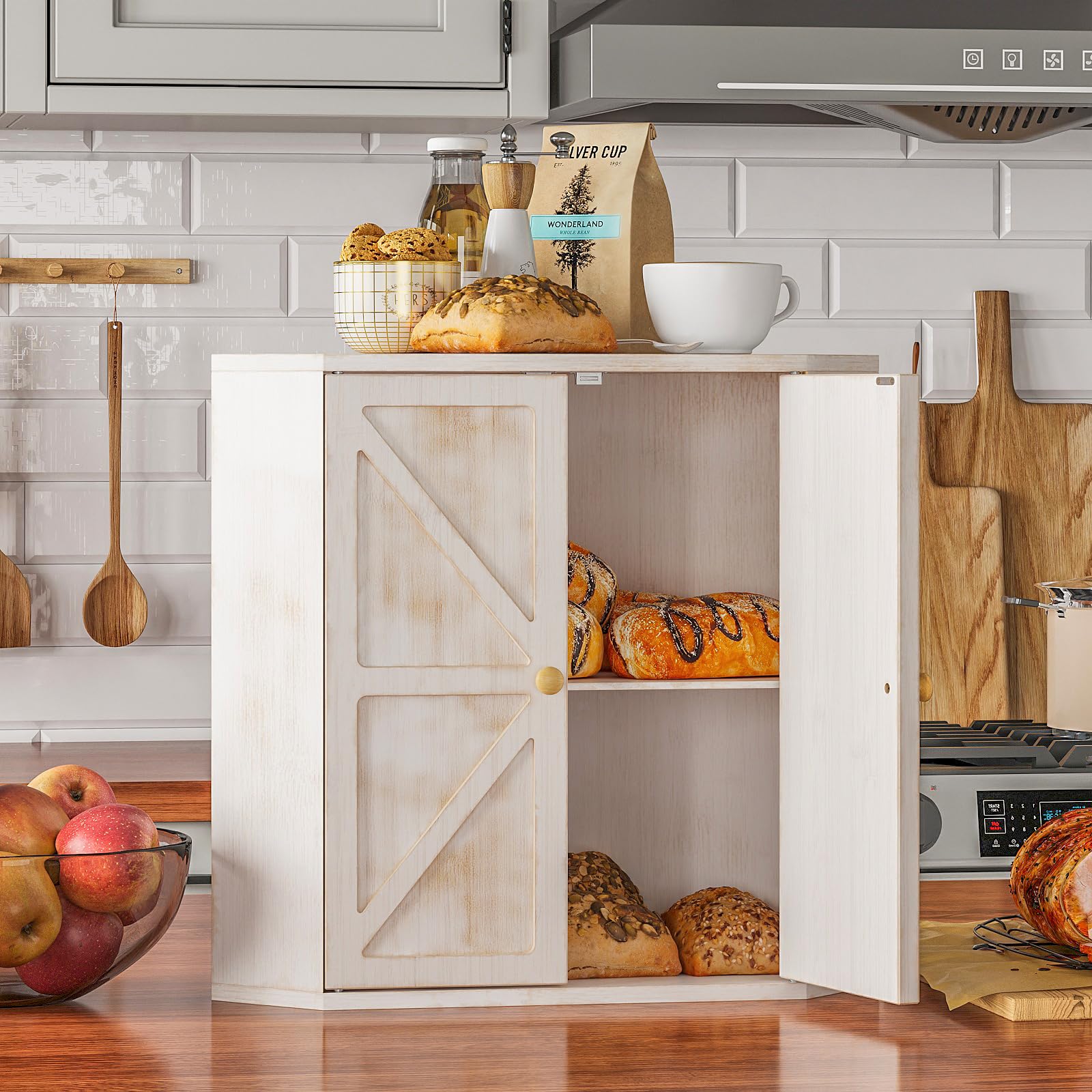 Almacenamiento de cocina Trironsun con dos niveles para organización.