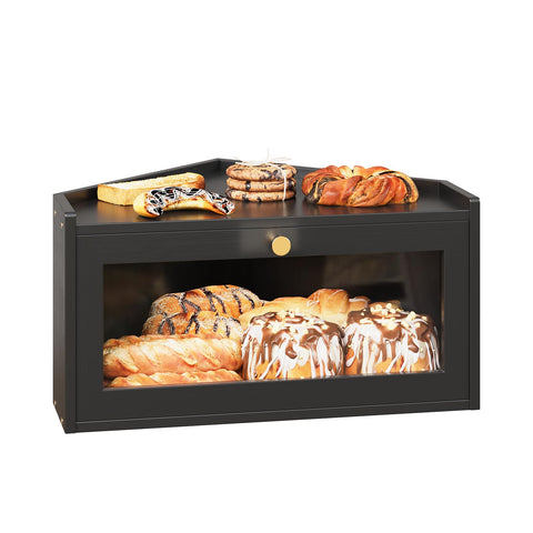 Trironsun caja pan bambú esquina grande para encimera ordenada