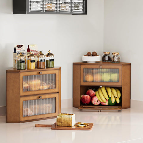 Trironsun caja-pan natural bambú, diseño ecológico que complementa cocinas modernas.