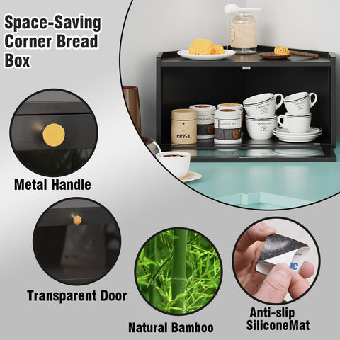 Trironsun caja-pan-bambu almacenamiento organizado para pan y bollos