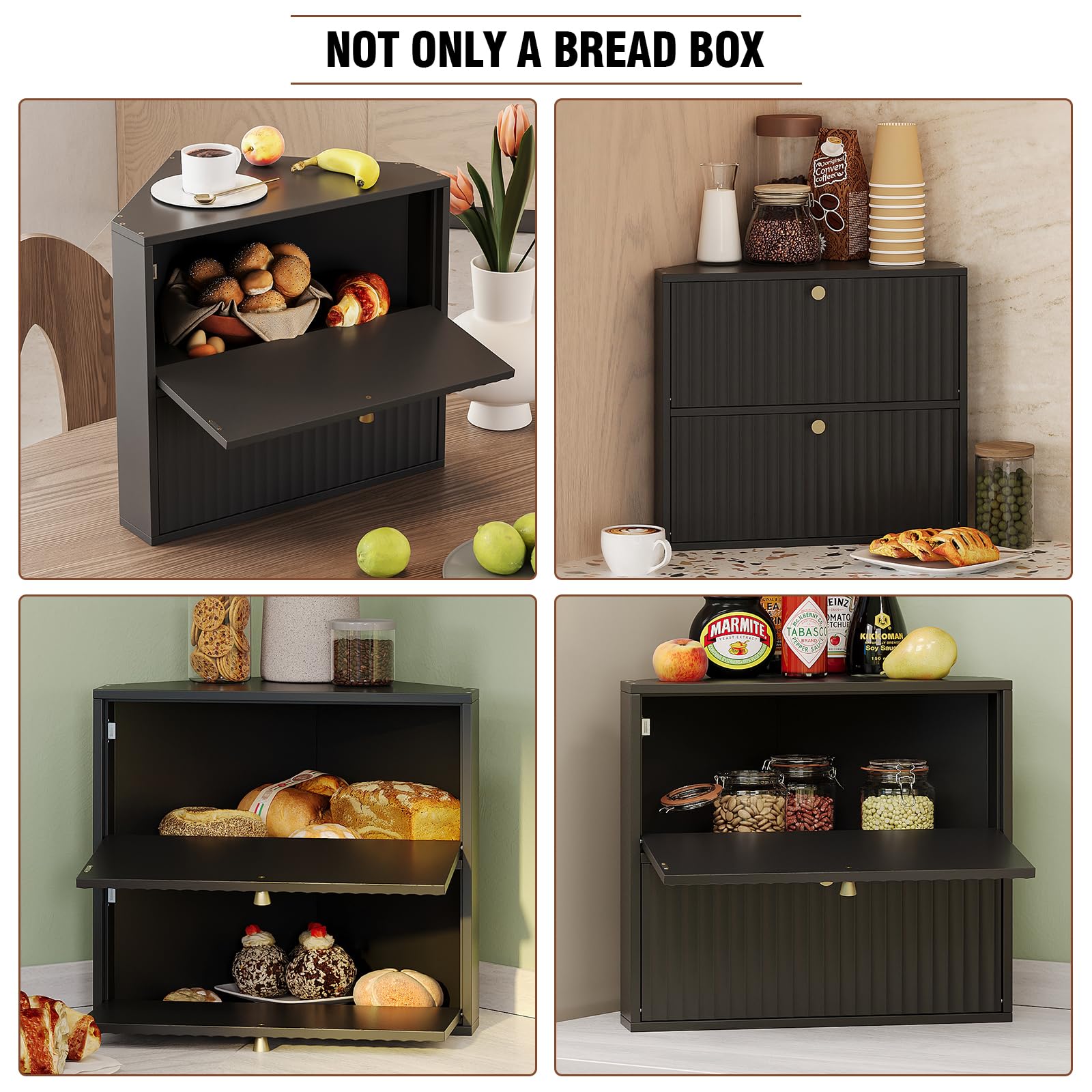 Ideal para pan, bollos y snacks en cocinas pequeñas con la panera Trironsun