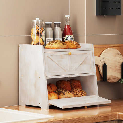 Trironsun Panera Vintage, tapa abierta, organización práctica para pan y bollos