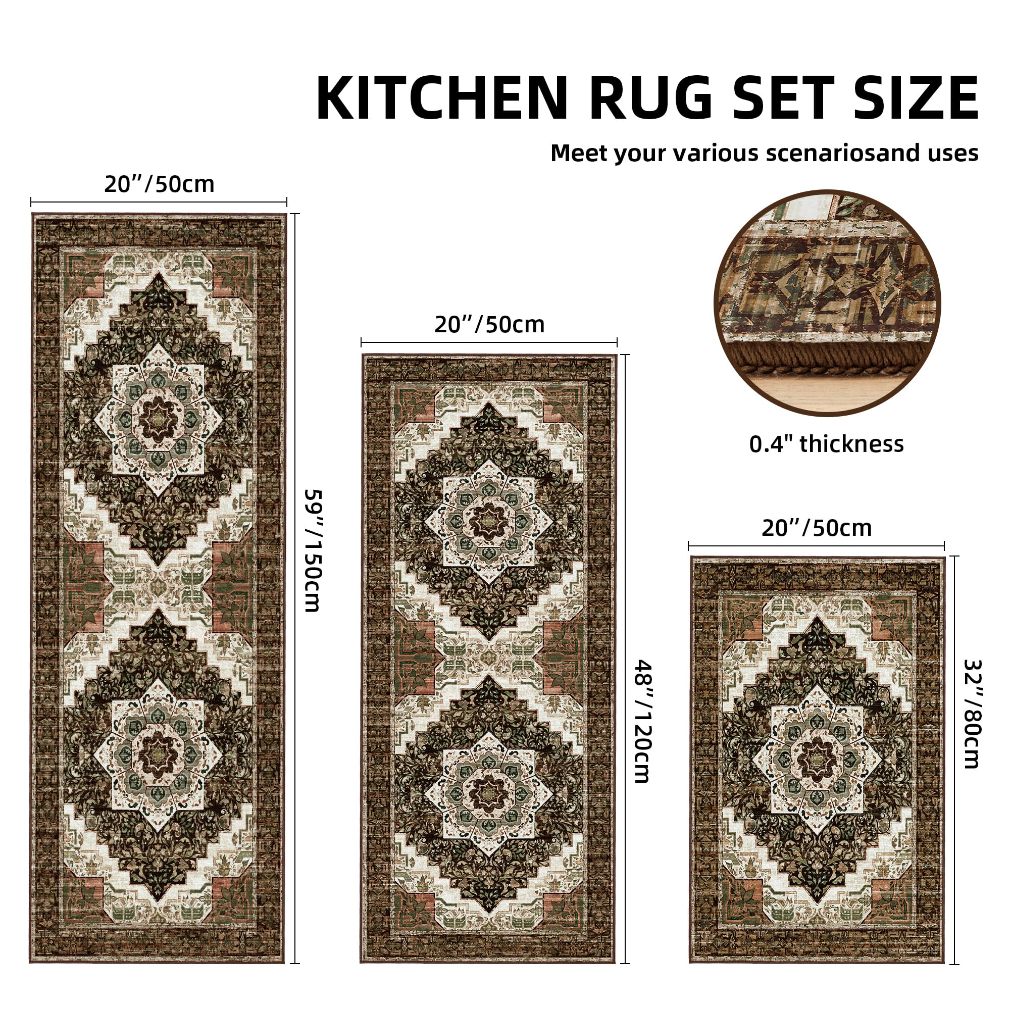 Tapete de cocina Tritard boho antideslizante 20x47, cobertura amplia y estable.
