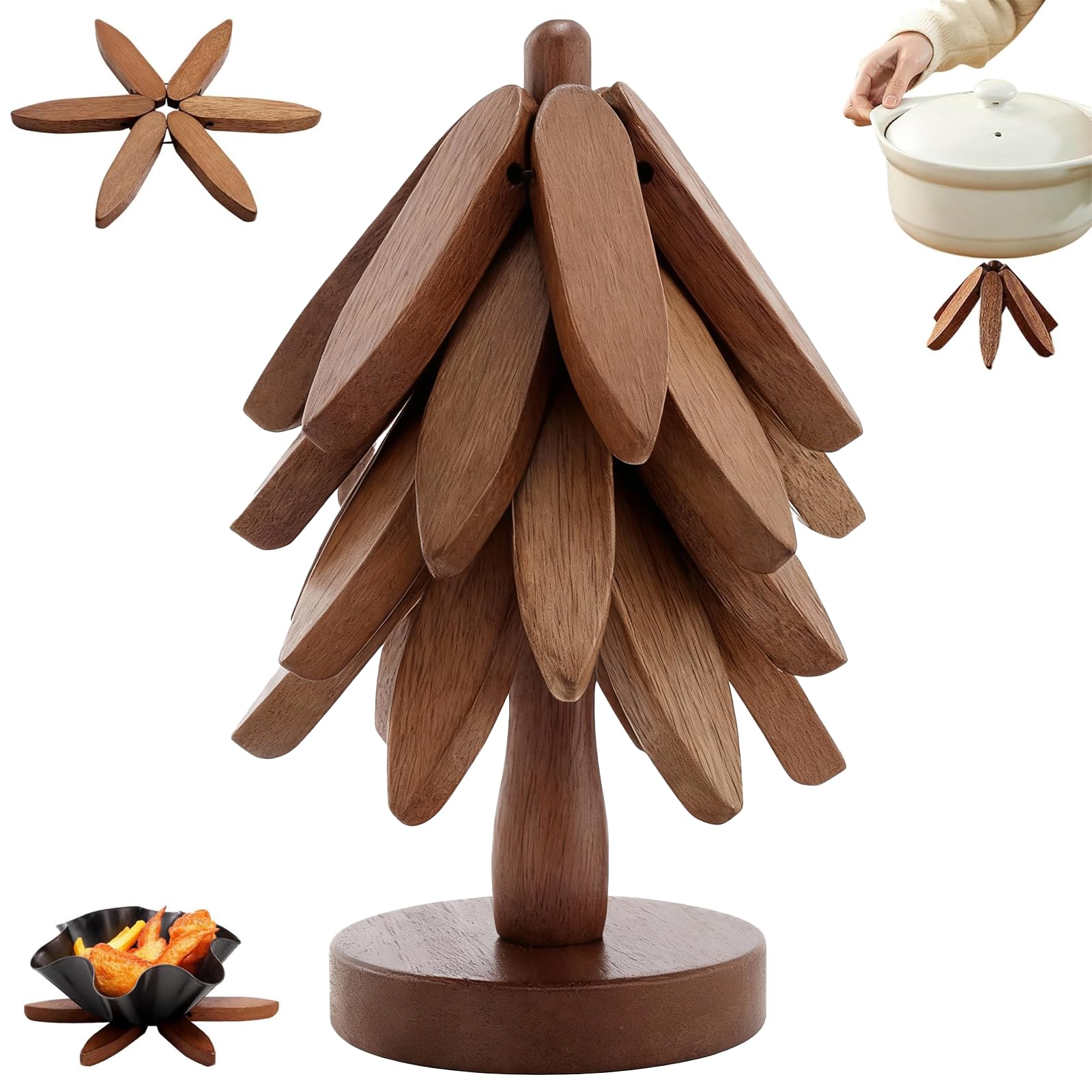 Trivet Arbol Madera: juego de 4 trivets para proteger encimeras.