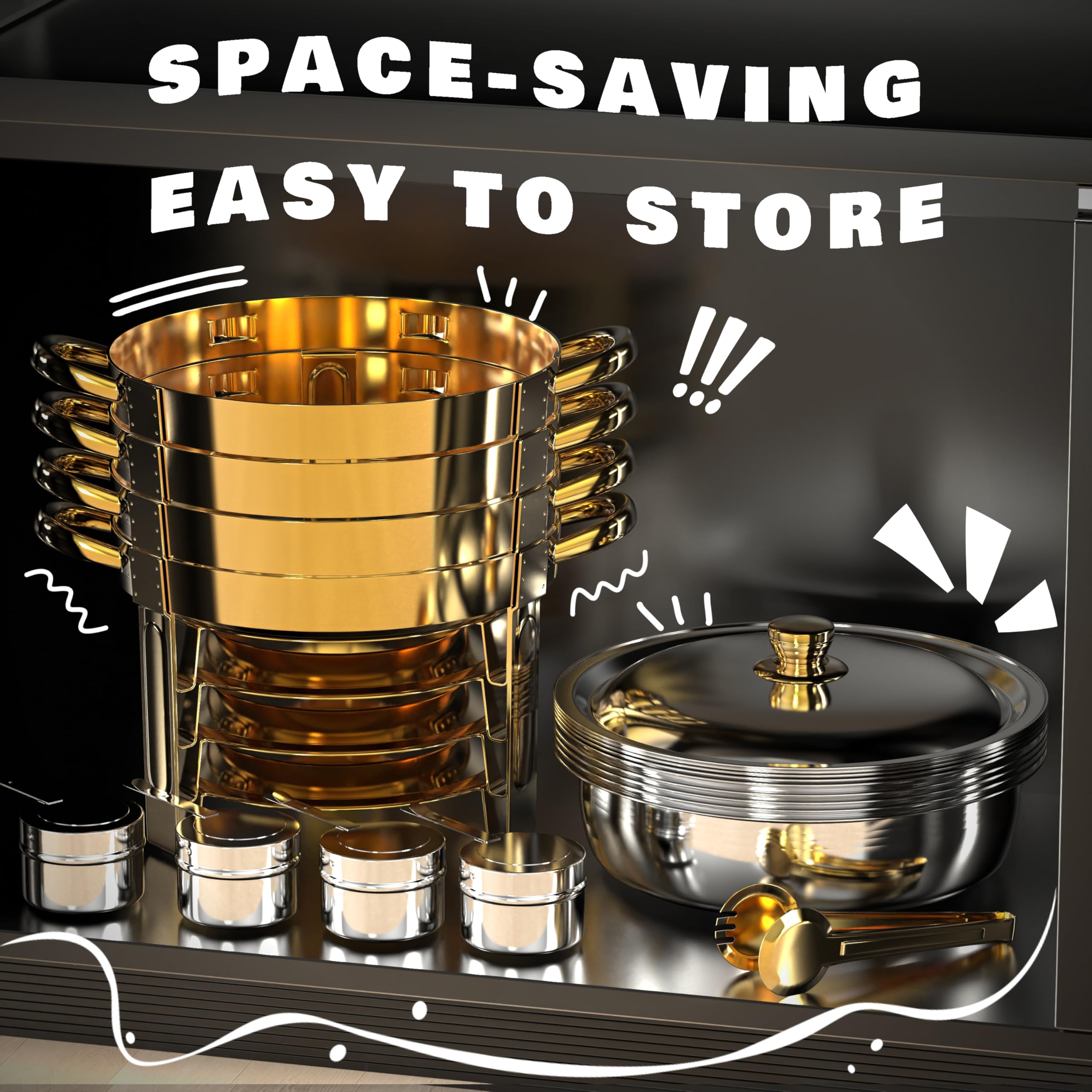 Chafing dish Trivico diseño estable y seguro para servicio estable.