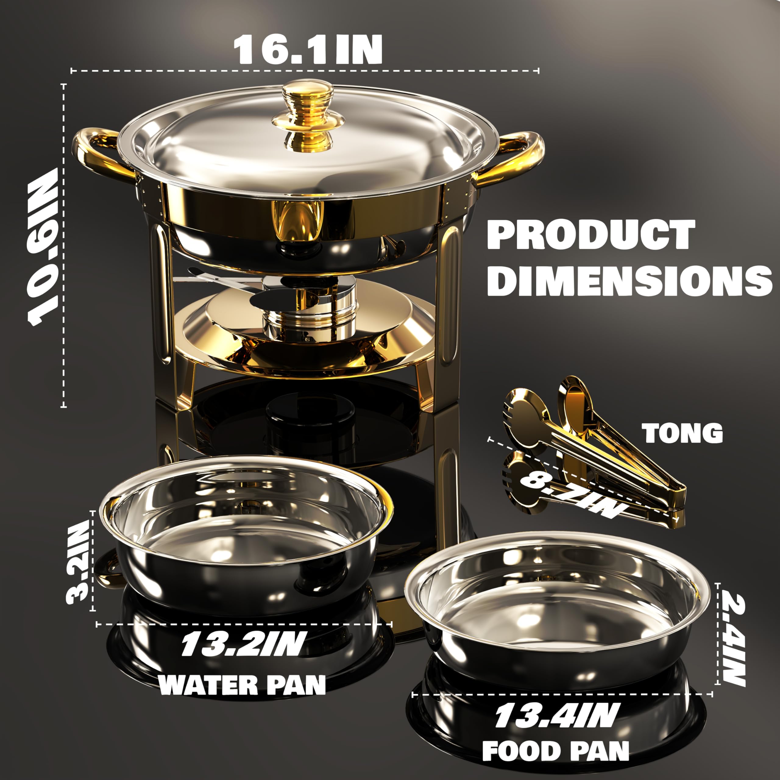 Chafing dish Trivico con retención de calor para servicio prolongado.