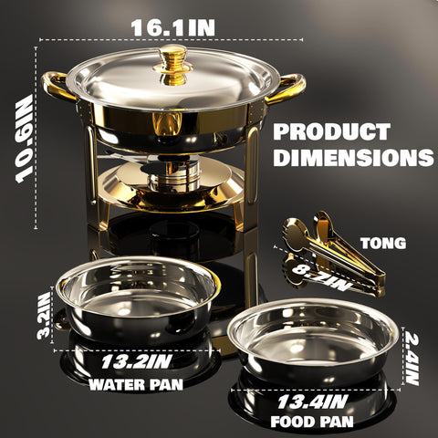 Chafing dish Trivico con retención de calor para servicio prolongado.