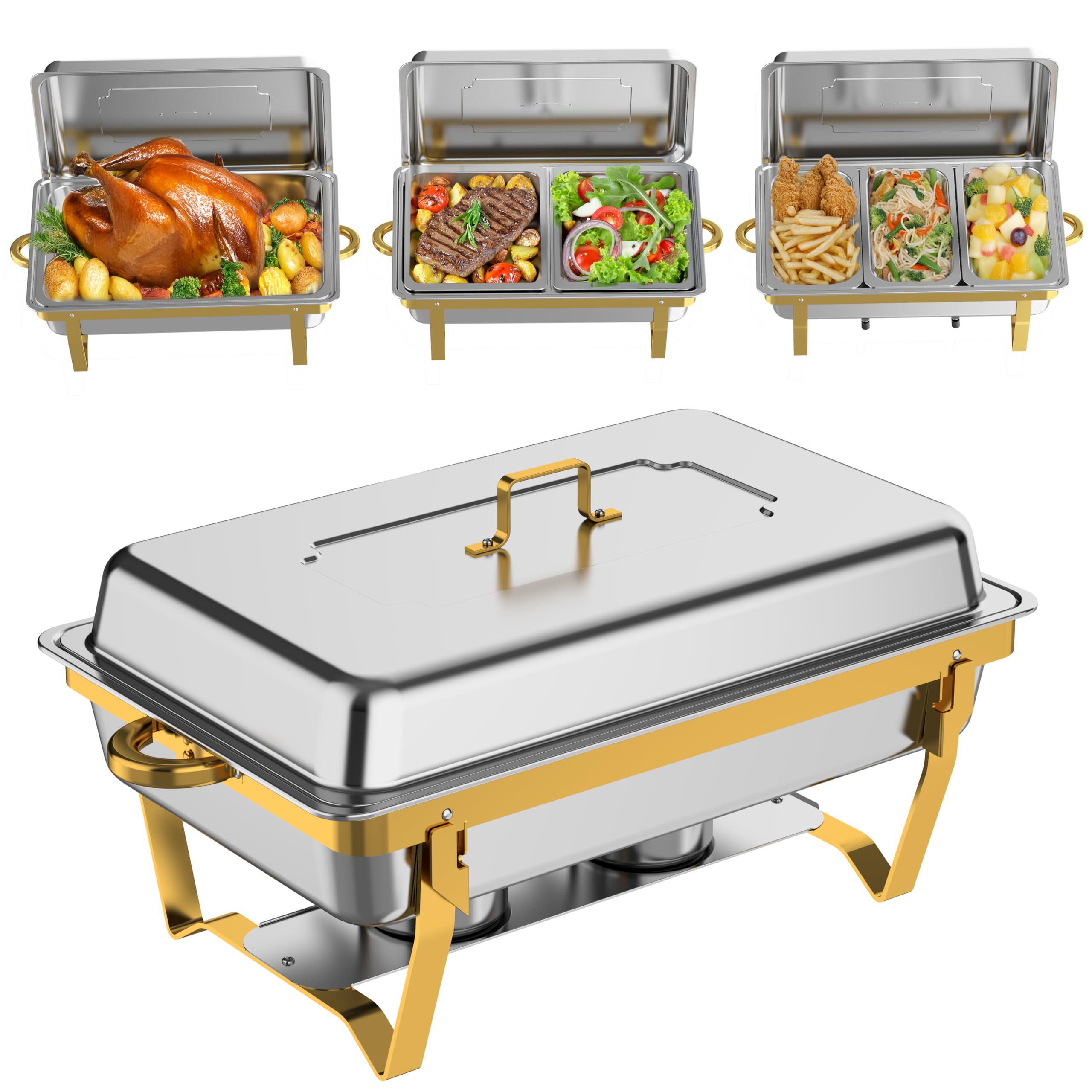 Conjunto de 4 chafing dishes de Trivico para una presentación elegante en eventos.