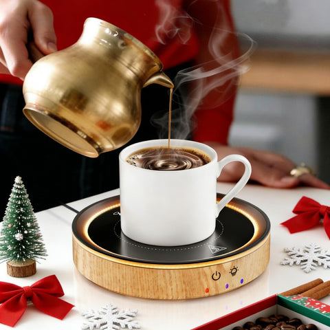 Trivoxia calentador de tazas con luz ambiental crea ambiente agradable para el escritorio.