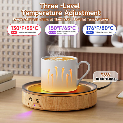 Trivoxia calentador de tazas con tres temperaturas mantiene la bebida a la temperatura ideal.