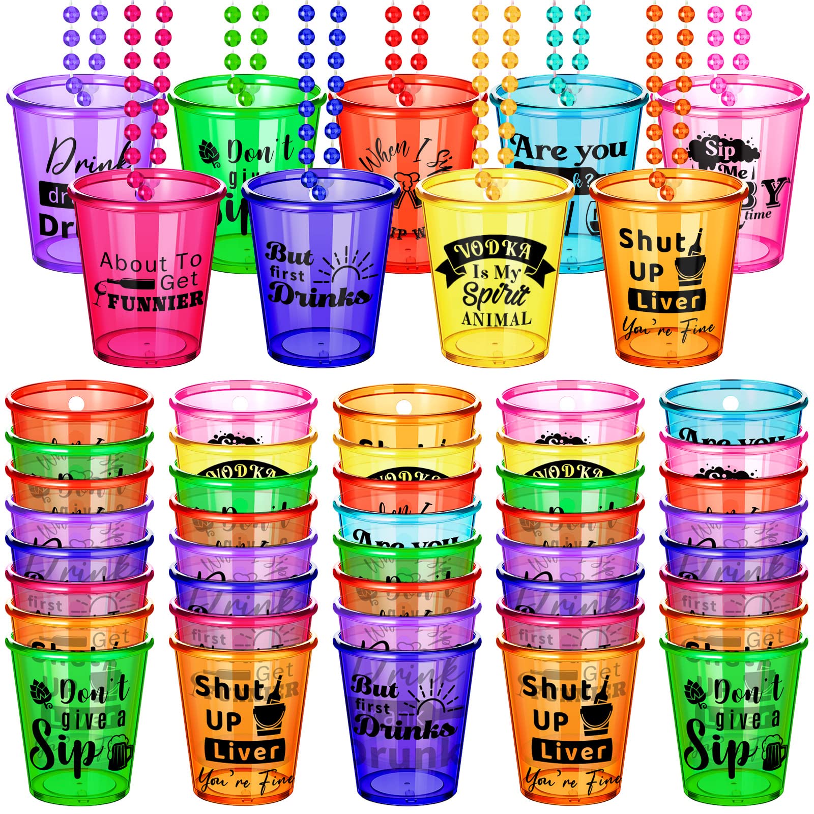 Collar de vaso de chupito Trnayi en 9 colores para fiestas.