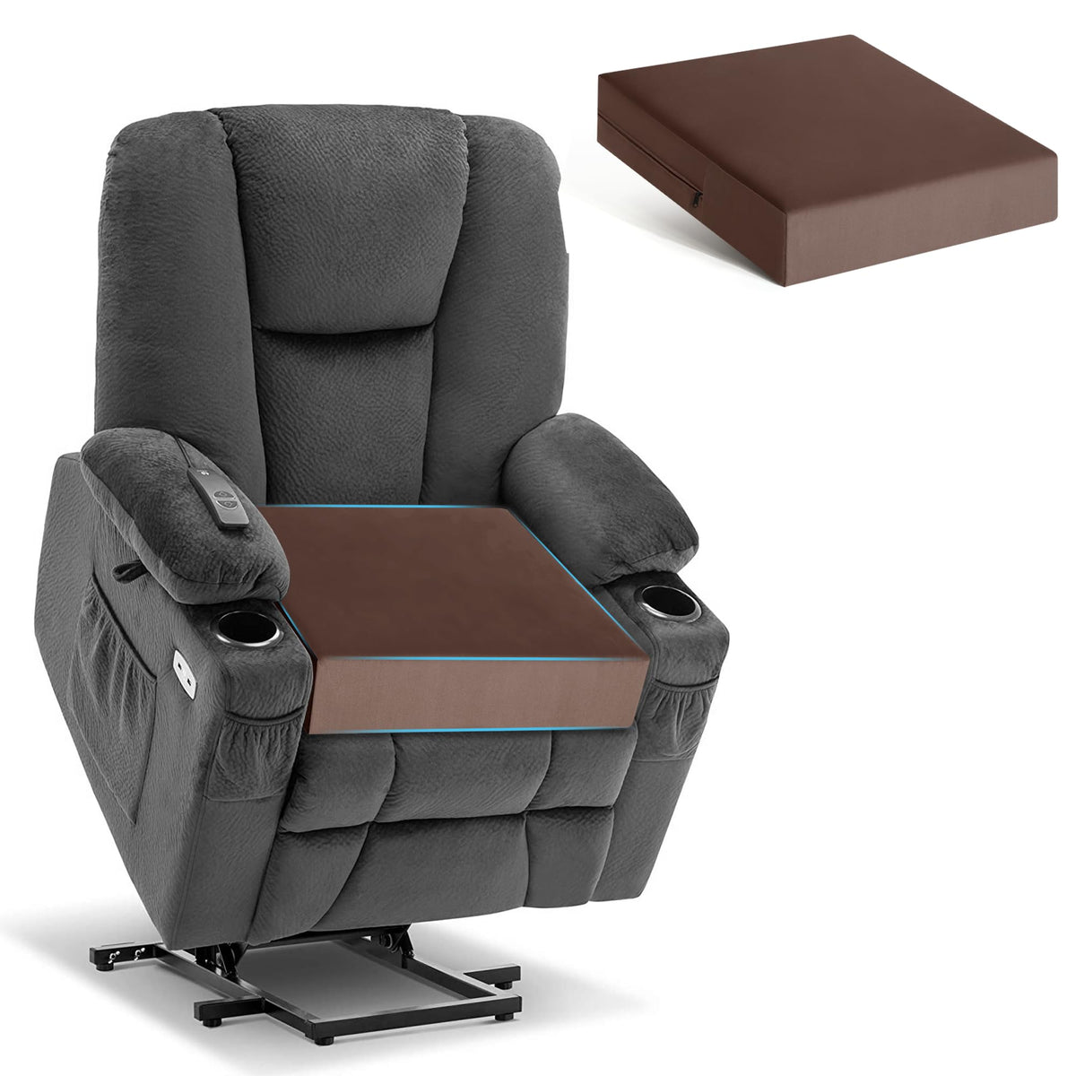 Cojín Tromlycs para asiento de reclinador con gel y memoria para mayor comodidad.
