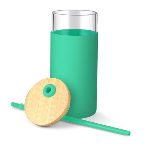 Tapa de bambú de Tronco con silicona, sellado seguro para bebidas calientes o frías.