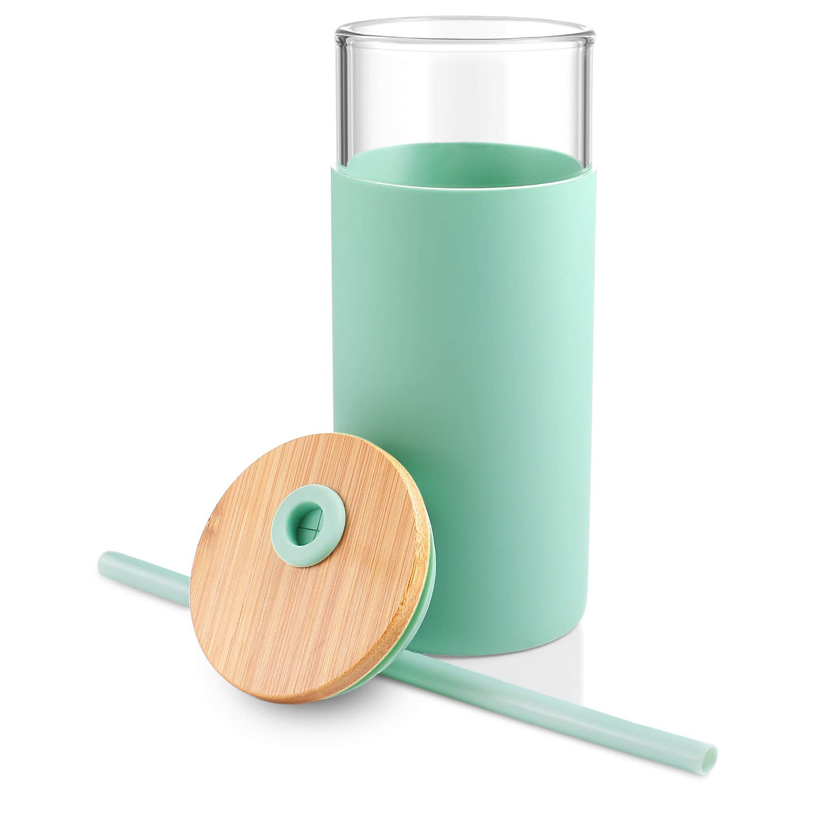 Tapa de bambú Tronco para vaso cristal 20oz, estilo sostenible.