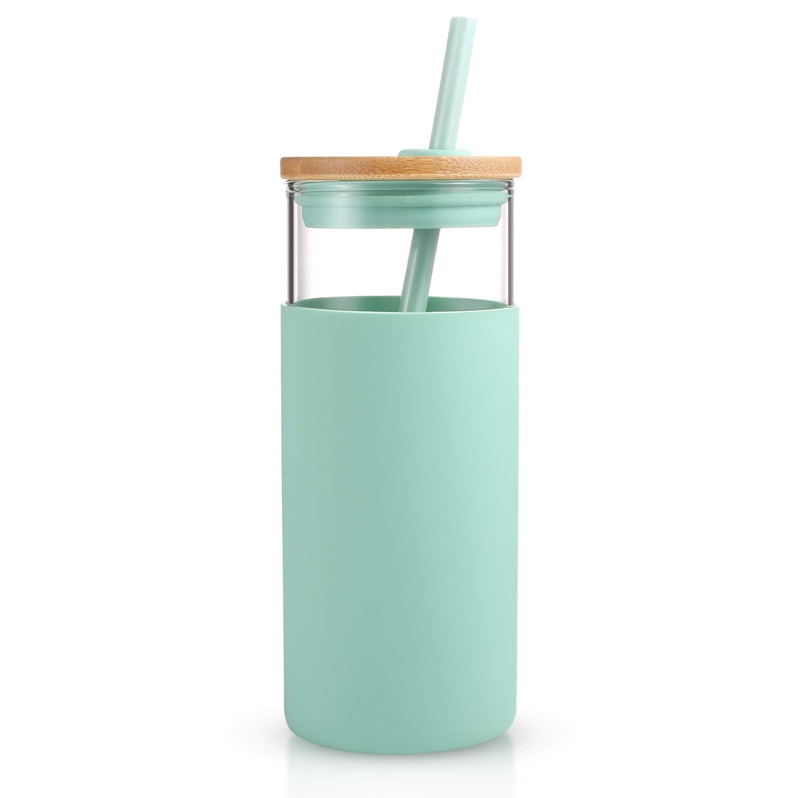 Vaso Tronco cristal 20oz con tapa y pajilla, ideal para bebidas frías.