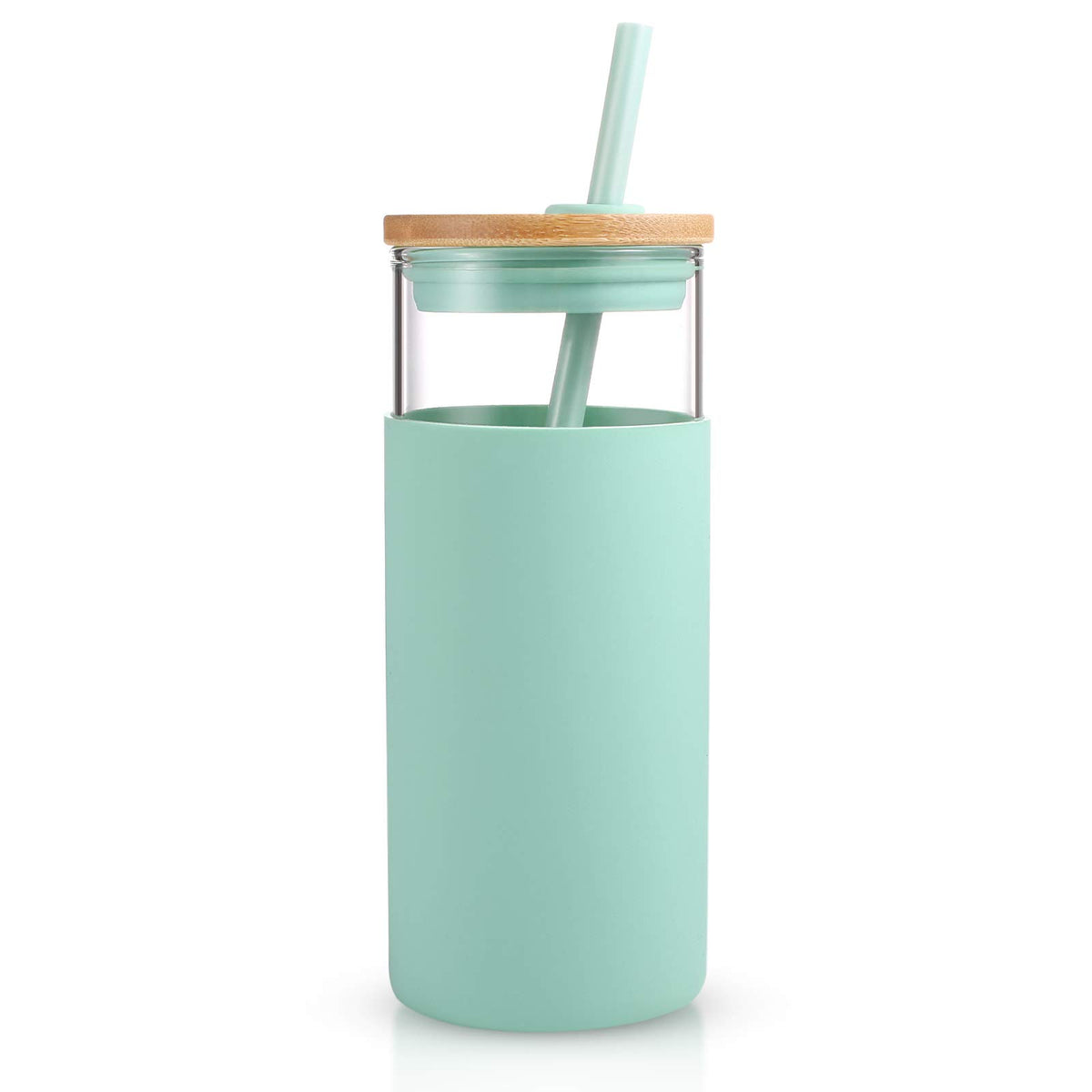 Vaso Tronco cristal 20oz con tapa y pajilla, ideal para bebidas frías.