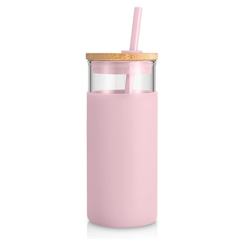 Vaso Tronco con tapa y pajilla rosa, ideal para bebidas frías y sin olores