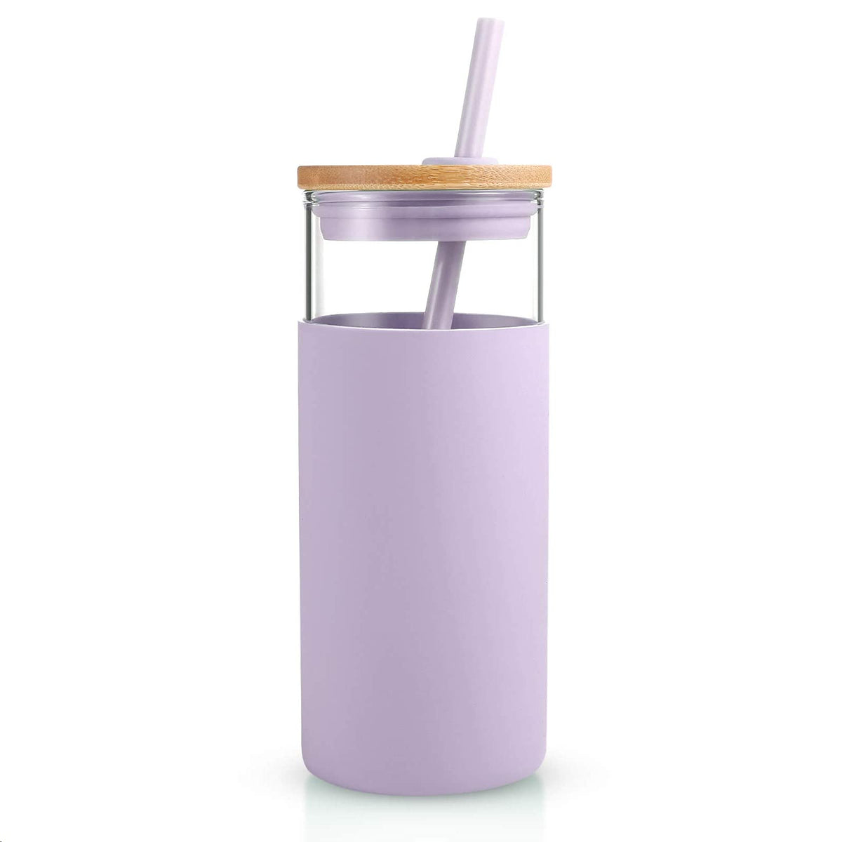 Vaso Tronco de vidrio 20 onzas con tapa y pajilla para bebidas frías y calientes.