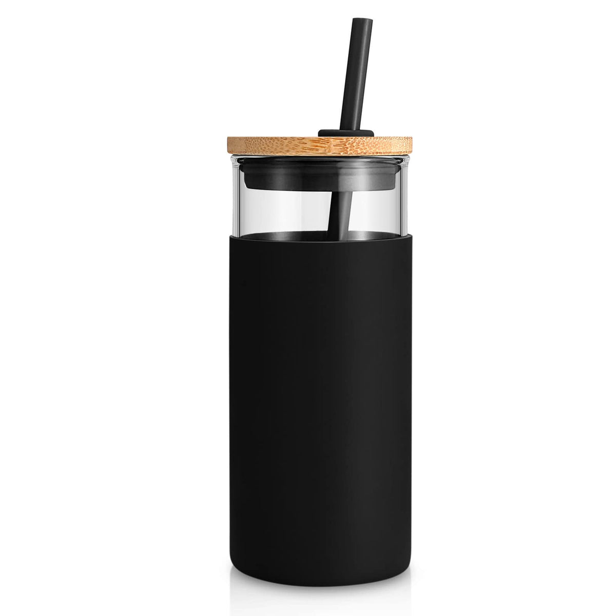 Vaso Tronco de vidrio 20 oz con tapa y pajilla para bebidas