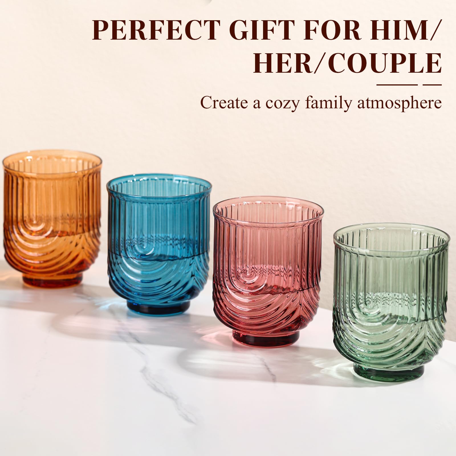 Vasos TrophyToast estriados ideales para agua, whisky y cócteles.