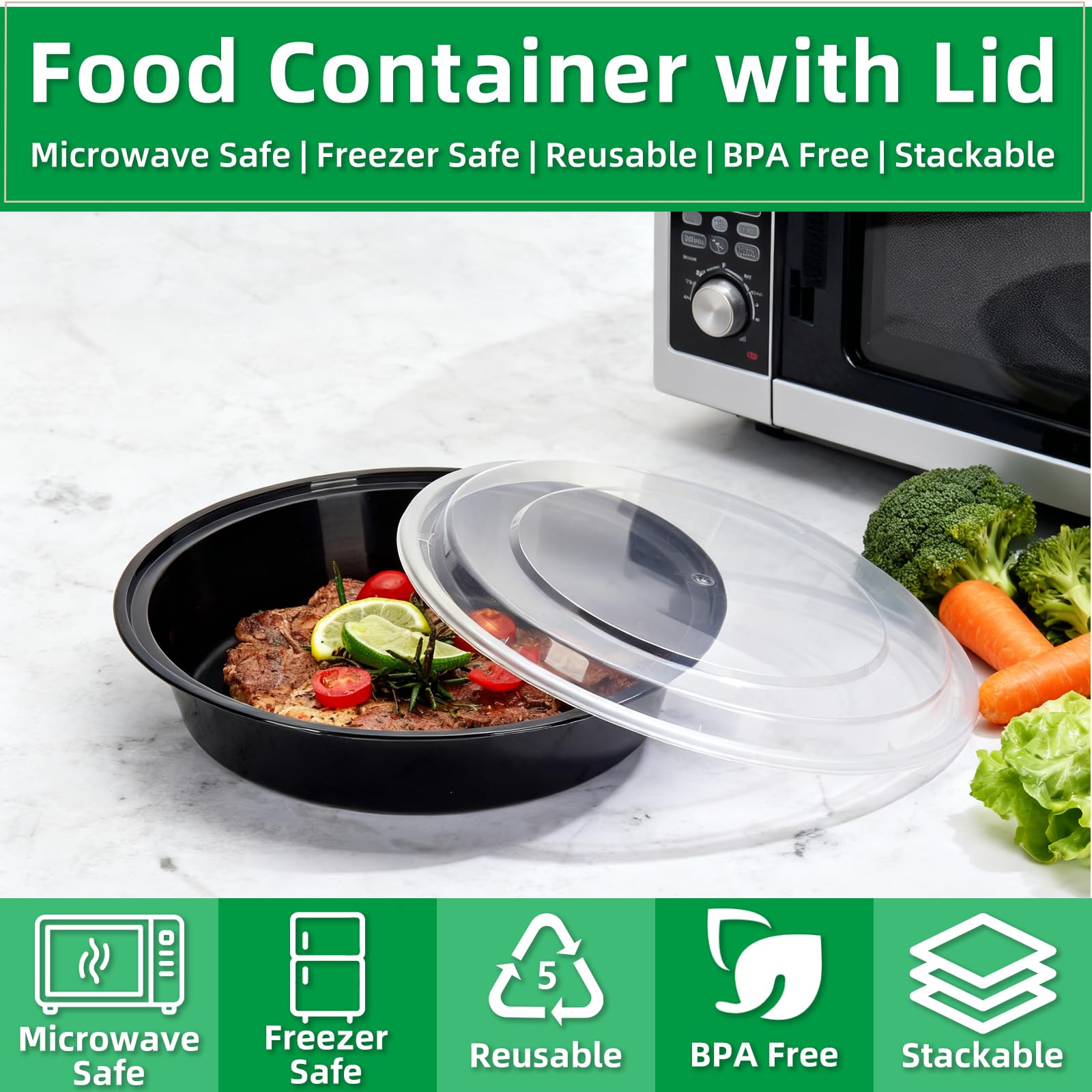 tropipak contenedores 24oz pack 10, diseño apilable, ahorro de espacio en la cocina