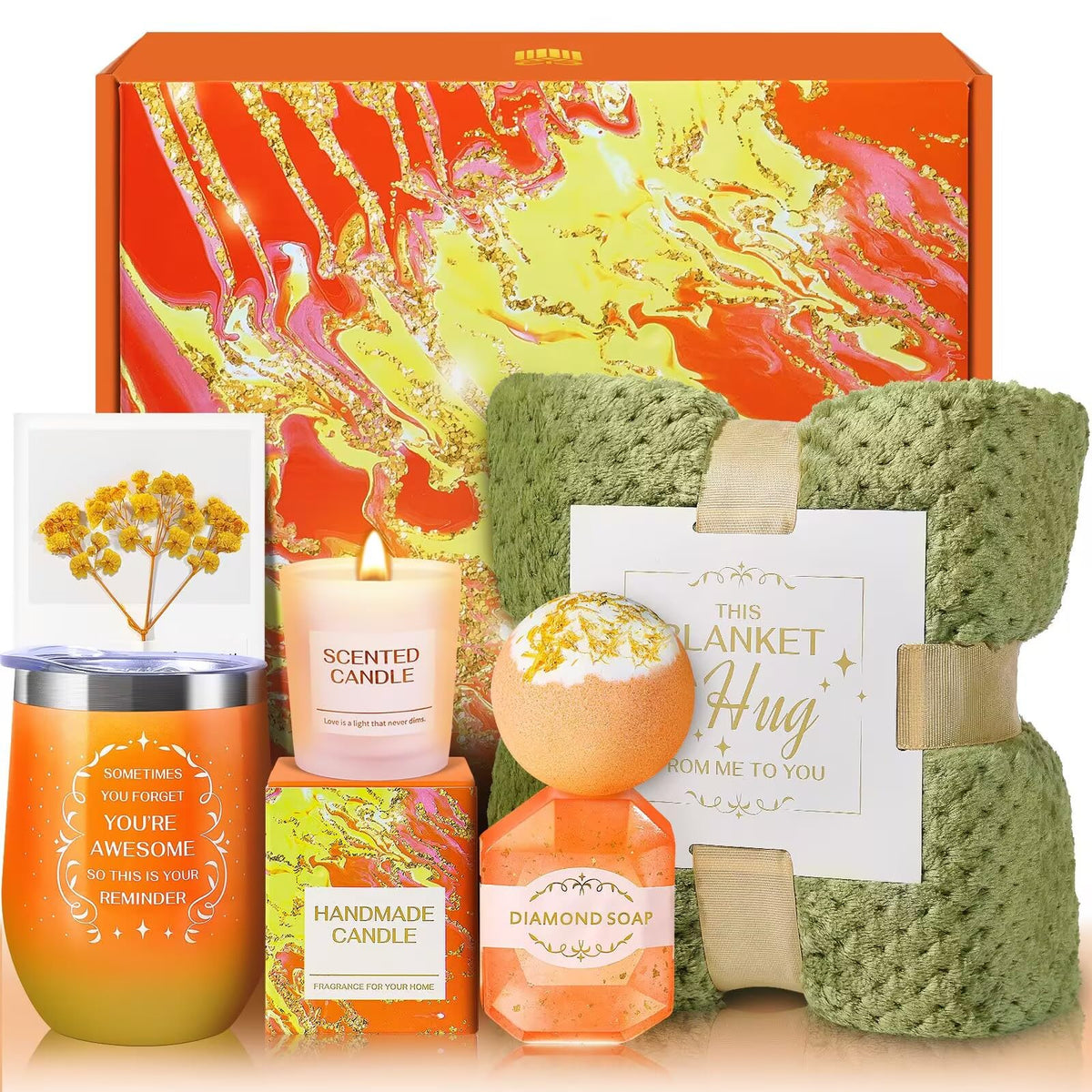 TRSILLE caja regalo con diseño de corazón en naranja, ideal para cumpleaños y aniversarios.