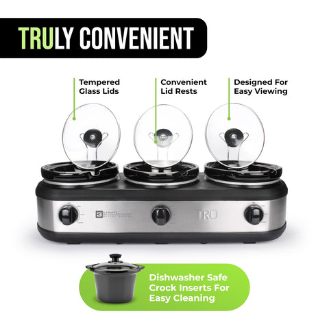 TRU insertos removibles aptos para lavavajillas facilitan la limpieza.