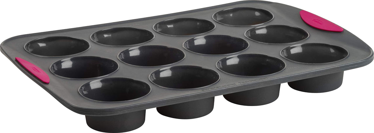 Pan Trudeau de silicona para muffins con 12 cavidades, desmoldeado fácil.