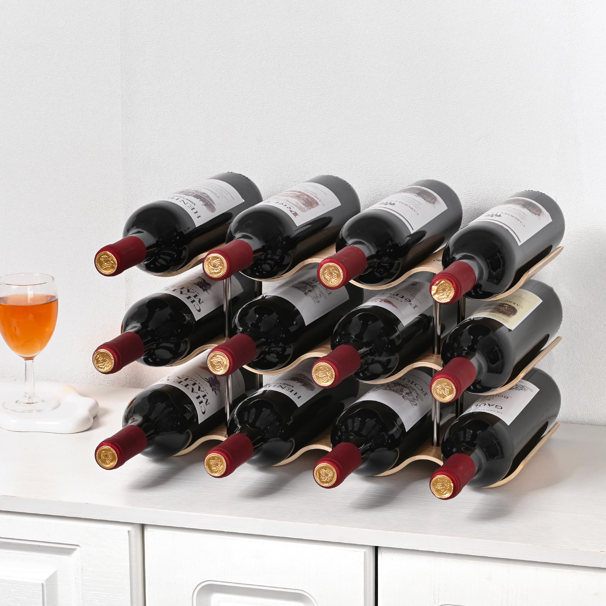 TRUDING estante vino compacto para despensa, ideal en encimera o alacena.