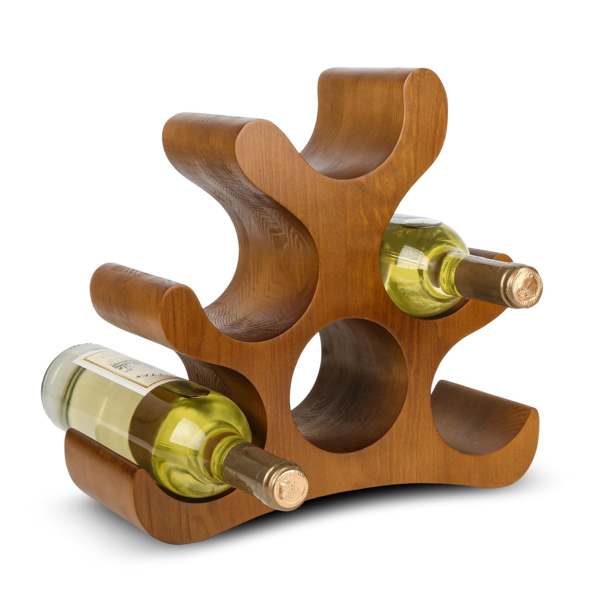 TRUDING portabotellas encimero para 6 botellas con madera resistente.